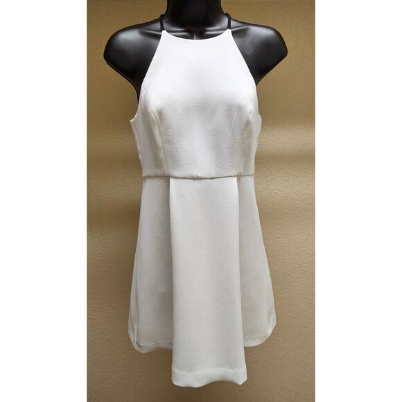 BCBGeneration white mini dress with high neck and black straps Size 2 - Picture 1 of 10